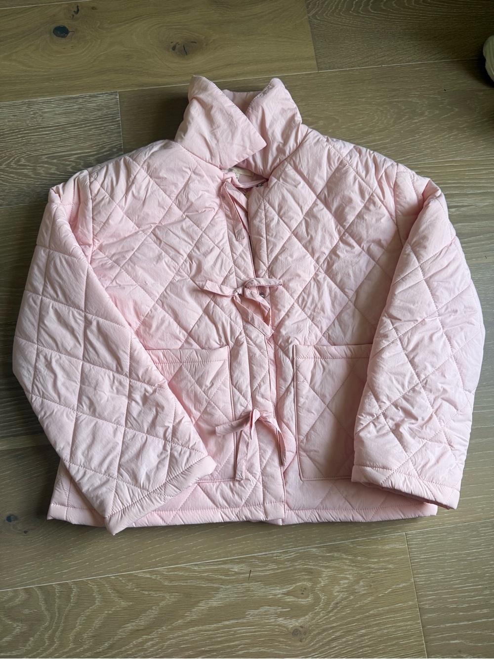 Copper Key Light Pink Quilted Tie-Front Jacket